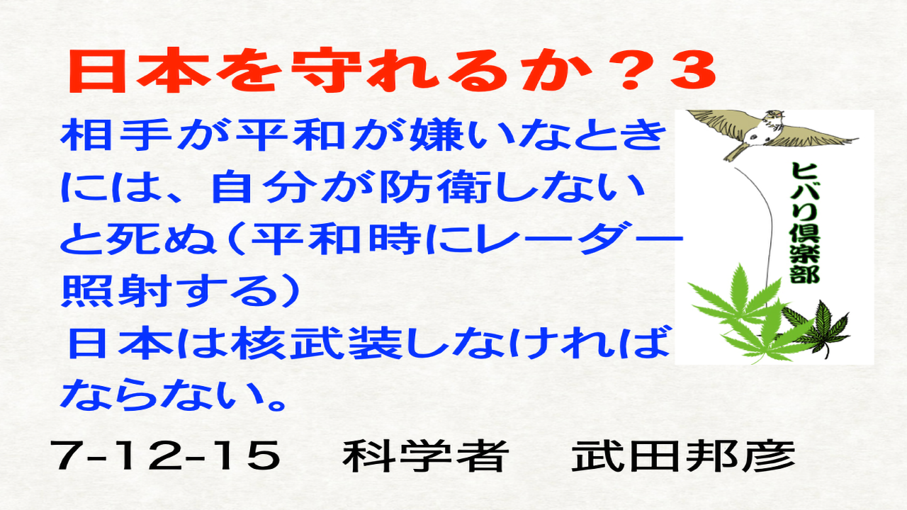 日本を守れるか？（3）「日本は核武装しなければならない」