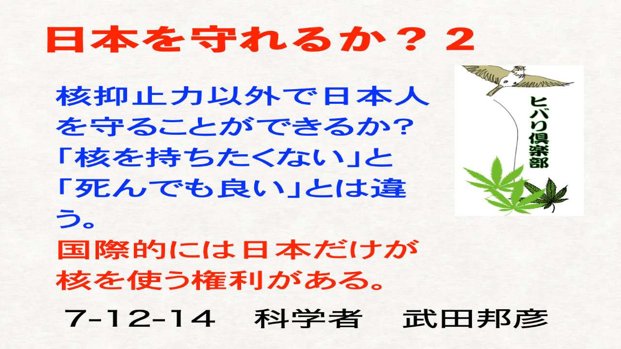 日本を守れるか？（2）「核抑止力以外で日本人を守ることができるか？」
